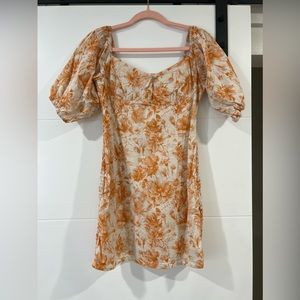 Orange floral mini dress